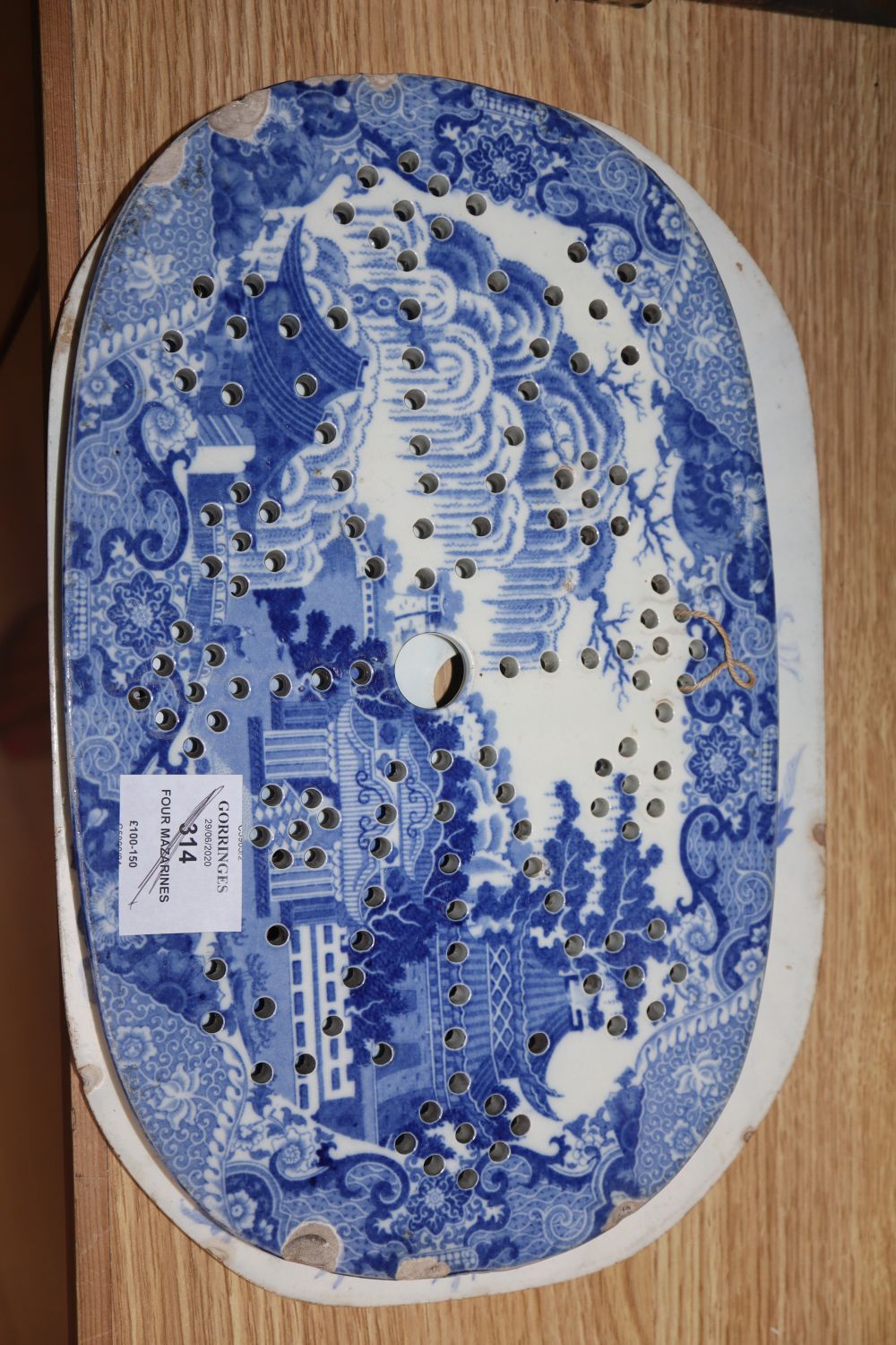 Four 19th century Staffordshire blue and white mazarines, longest 34cm